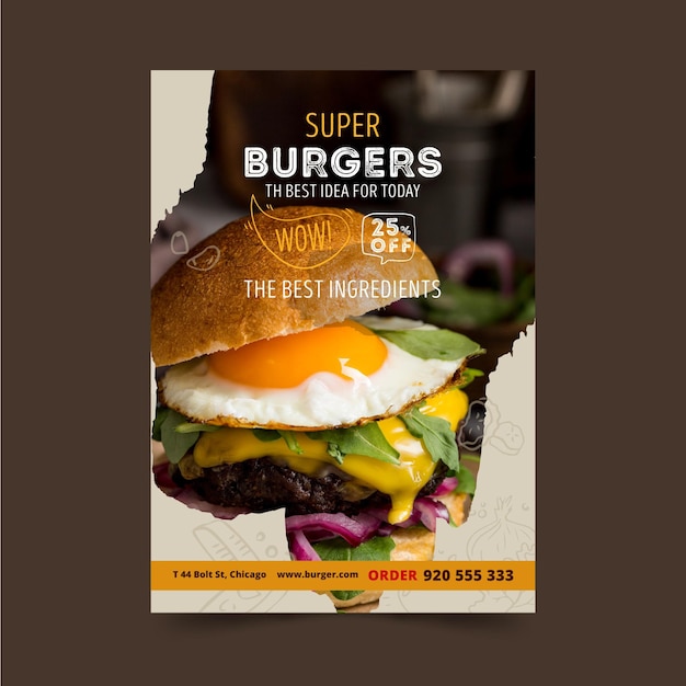 Kostenlose Vektor burger restaurant poster vorlage