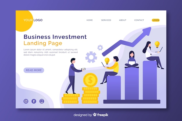 Kostenlose Vektor business landing page