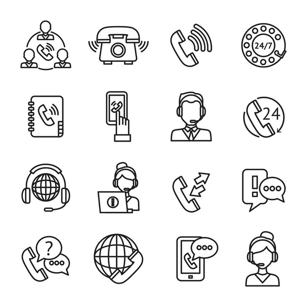 Call Center Gliederung Icons Set