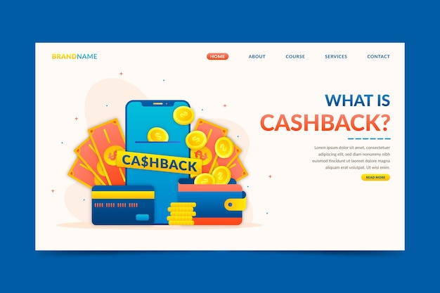 Kostenloser Vektor cashback-konzept - landing page