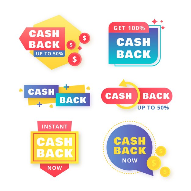 Cashback-Label-Sammlungskonzept