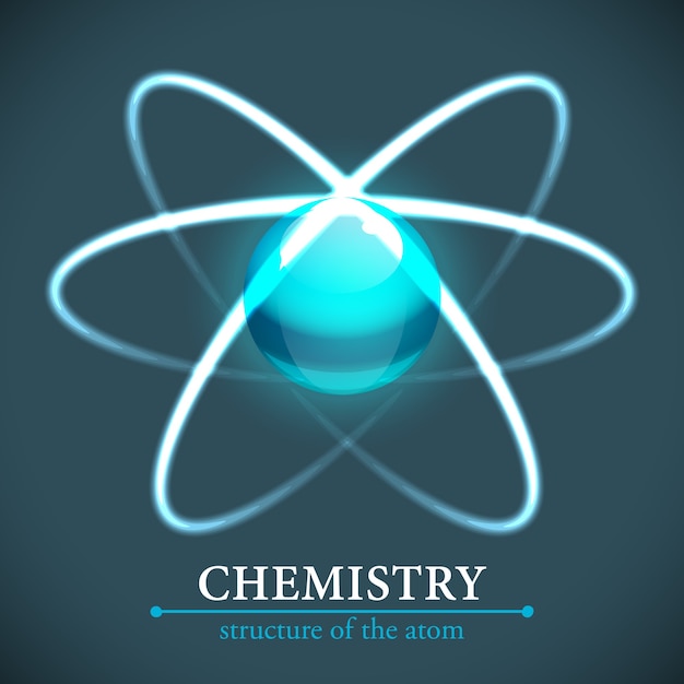 Kostenloser Vektor darstellung der molekülchemie mit atomstruktur