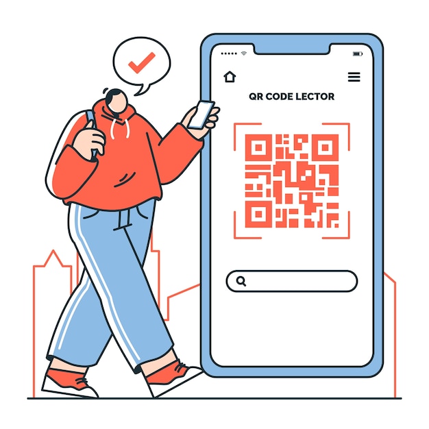 Kostenlose Vektor darstellung des qr-code-konzepts