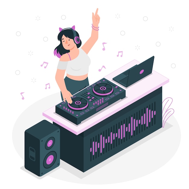 DJ-Mädchen-Konzeptillustration