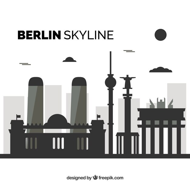 Kostenloser Vektor dunkle skyline von berlin