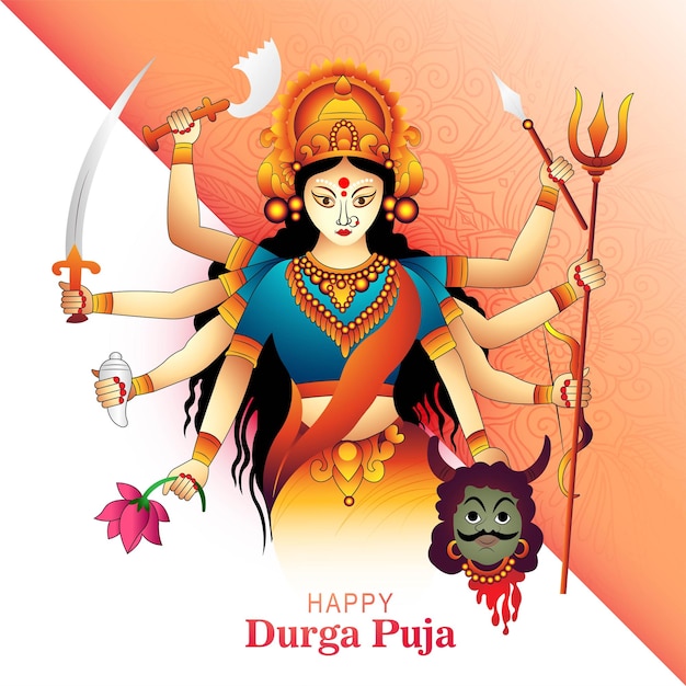 Kostenlose Vektor durga puja festival grußkarte hintergrund