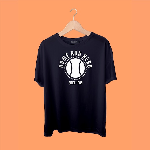 Einfaches einfarbiges Baseball-T-Shirt mit Homerun-Heldenmotiv