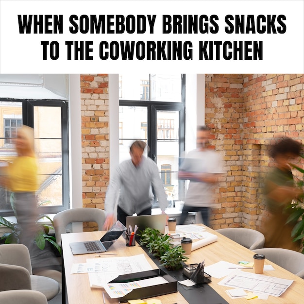 Einfaches quadratisches Coworking-Meme