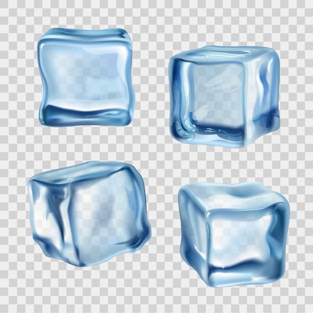 Kostenlose Vektor eiswürfel blau transparent