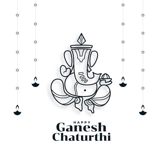 Kostenloser Vektor elegante ganesh chaturthi wünsche hintergrund in der linie kunst