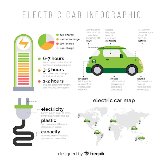 Kostenlose Vektor elektroauto-infografiken