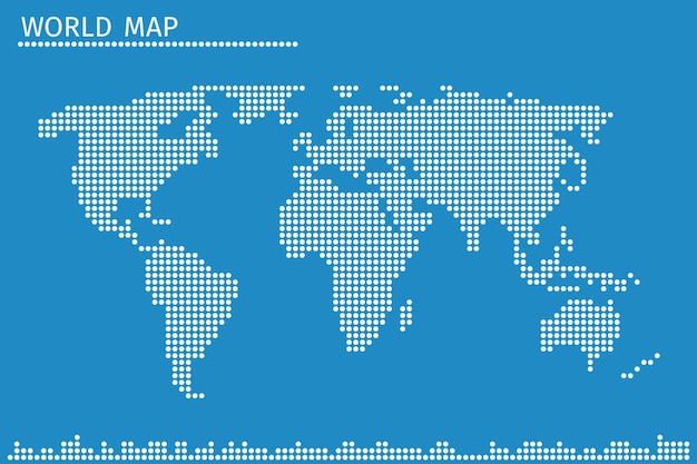 Erdkugel-Weltkarte der Punkte. Globale Geographie in gepunktetem Muster,