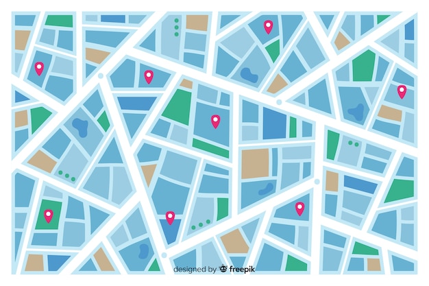 Kostenloser Vektor farbiger stadtplan mit straßenangaben