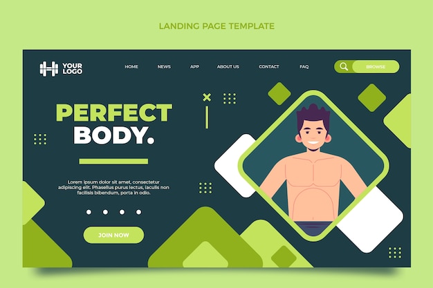 Kostenlose Vektor fitness-landingpage im flachen design