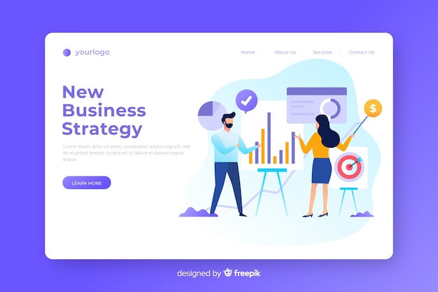 Flache Business-Landing-Page-Vorlage