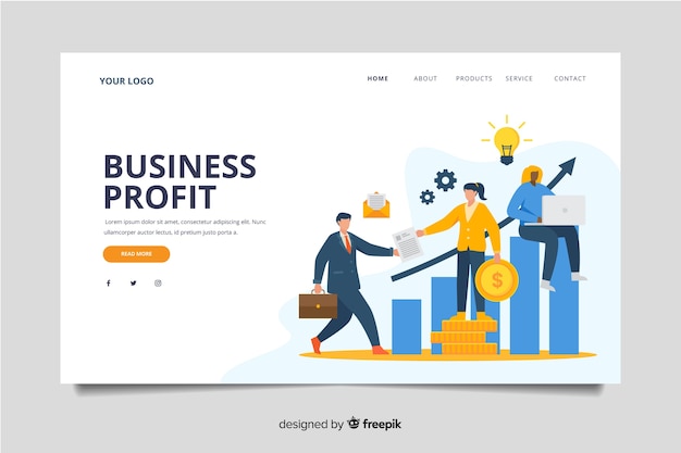 Kostenlose Vektor flache business landing page vorlage