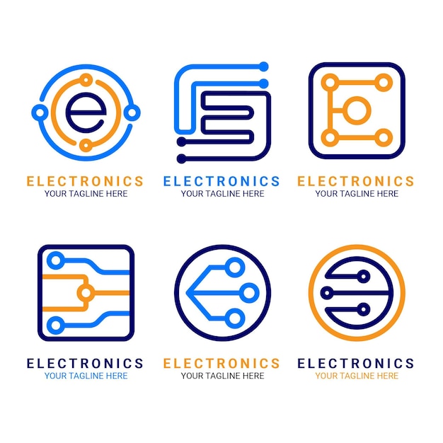 Kostenlose Vektor flache designelektronik-logo-vorlagen