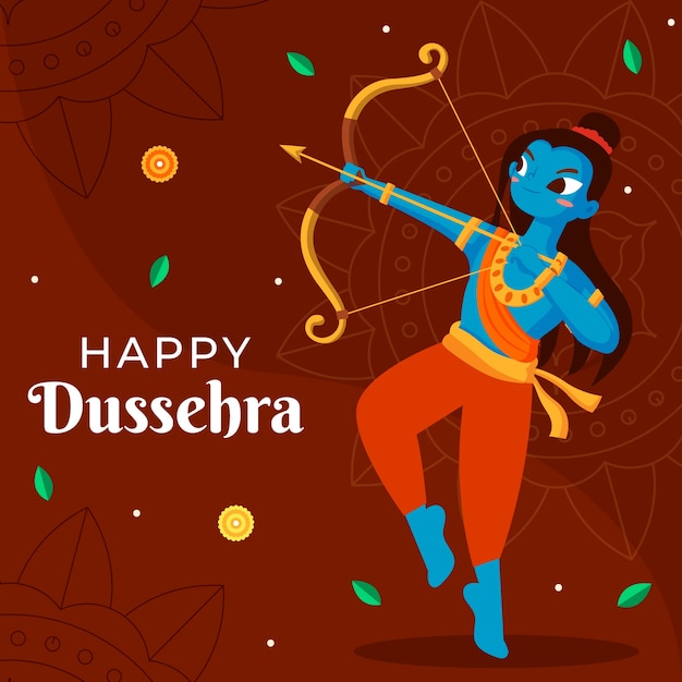 Kostenlose Vektor flache dussehra-illustration