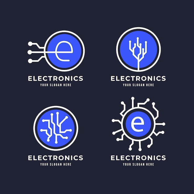 Kostenlose Vektor flache elektronik-logo-sammlung