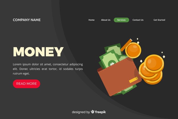 Flache Geld-Landing-Page