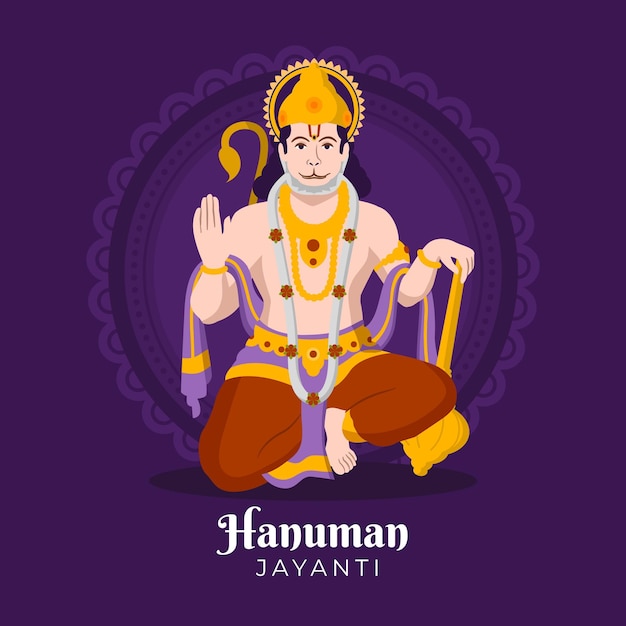 Kostenloser Vektor flache hanuman jayanti illustration