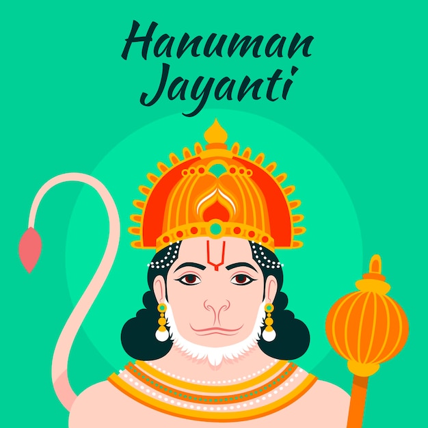 Kostenloser Vektor flache hanuman jayanti illustration