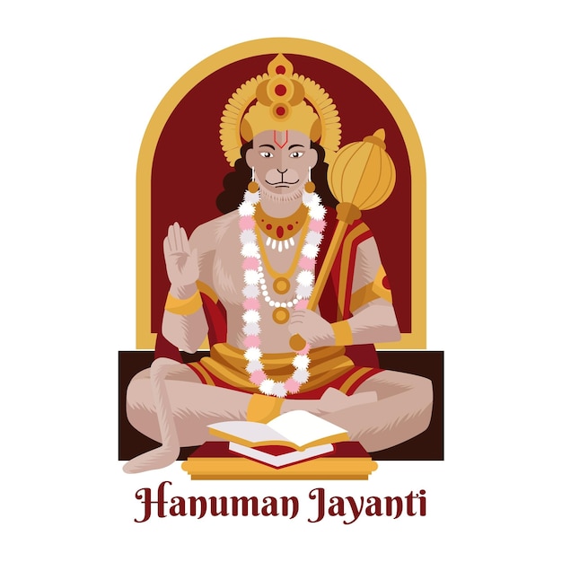 Kostenloser Vektor flache hanuman jayanti illustration