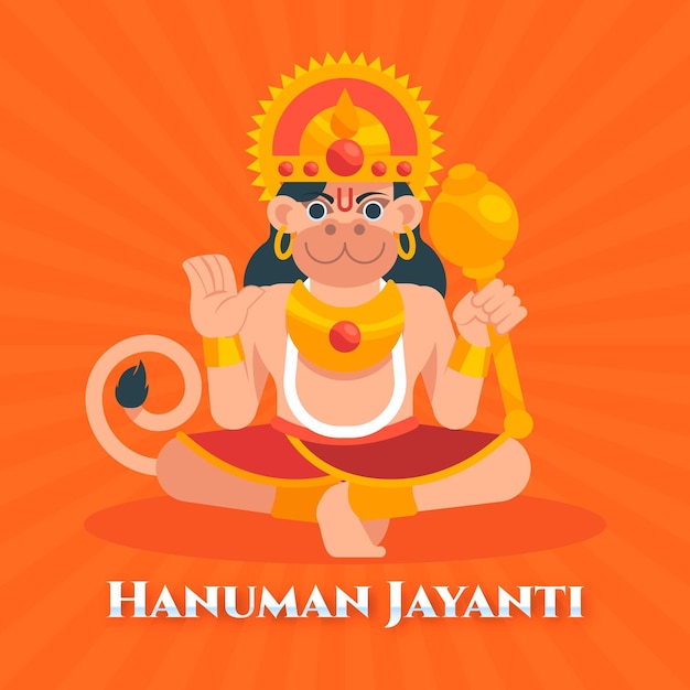 Kostenloser Vektor flache hanuman jayanti illustration