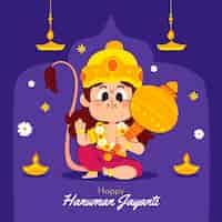 Kostenloser Vektor flache hanuman jayanti illustration