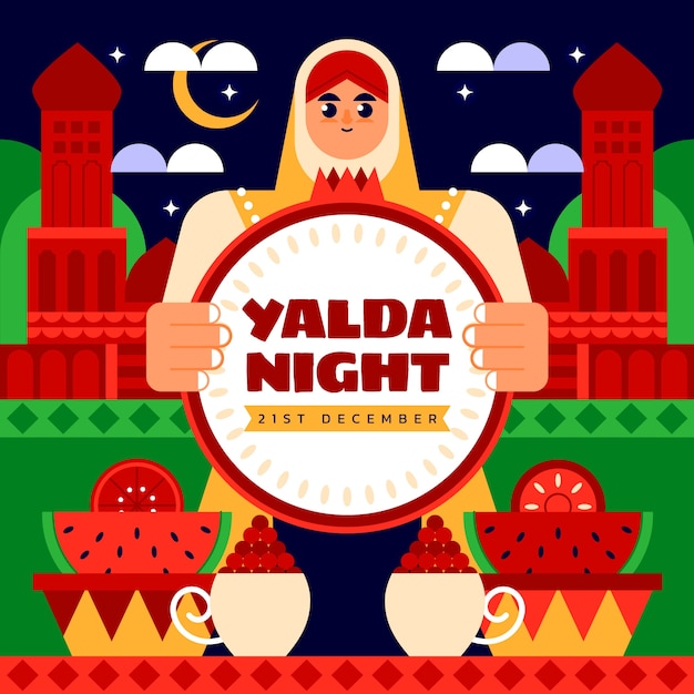 Kostenlose Vektor flache illustration für das yalda-nachtfestival