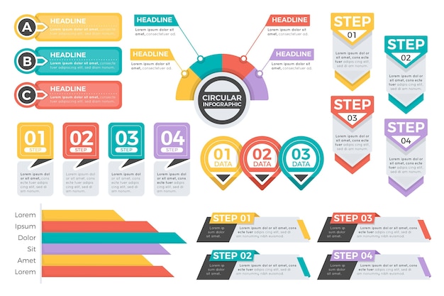 Kostenloser Vektor flache infografik-elemente-sammlung