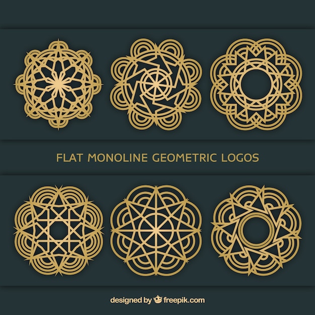 Kostenlose Vektor flache monoline geometrische logosammlung