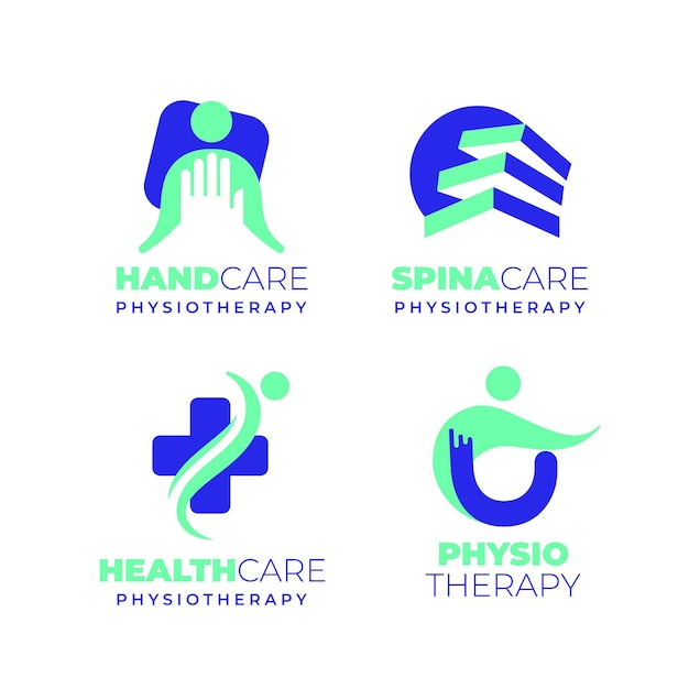 Kostenloser Vektor flache physiotherapie-logo-kollektion