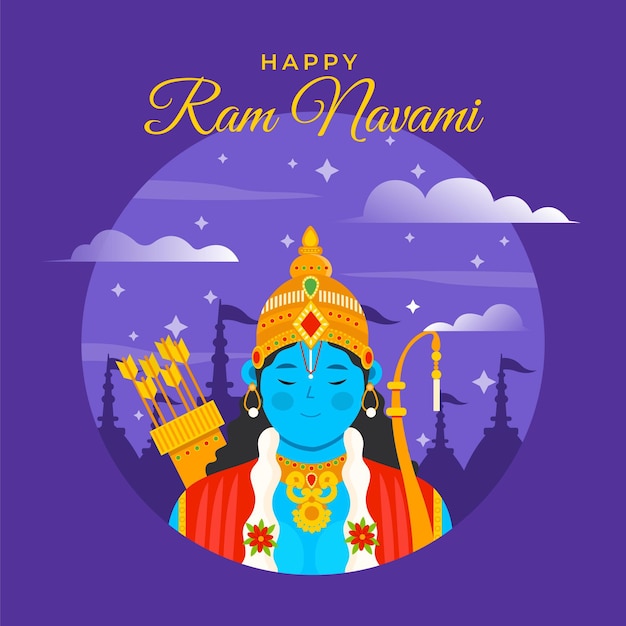 Kostenlose Vektor flache ram navami illustration