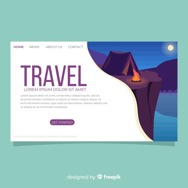 Flache Reise-Landingpage