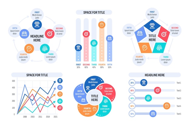 Kostenlose Vektor flache sammlung von infografik-elementen