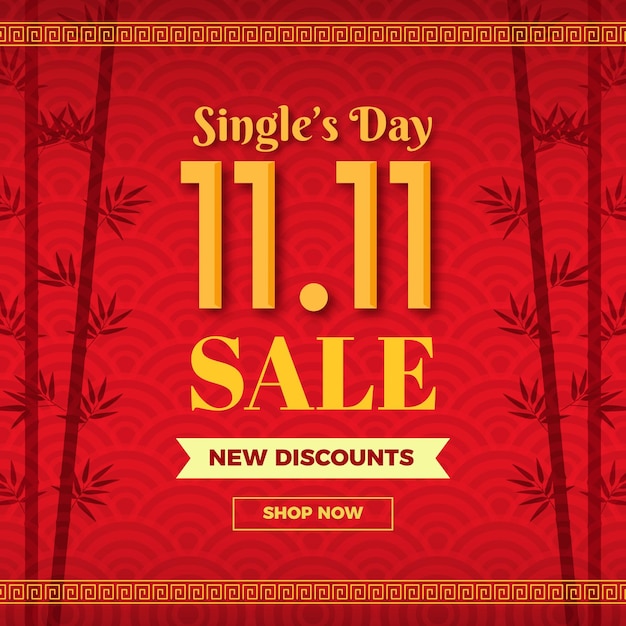 Flache Single's Day Sale Illustration