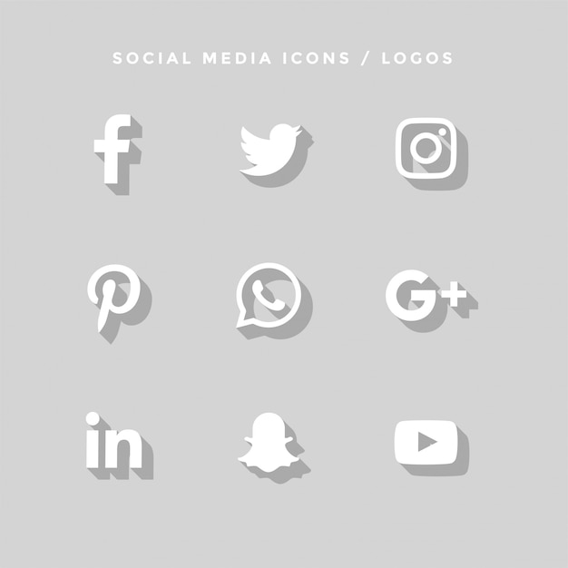 flache Social Media Icons mit Schatten