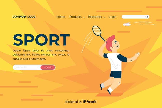 Flache Sport Landing Page Vorlage