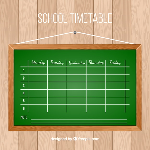 Kostenloser Vektor flache tafel mit schulzeitplan