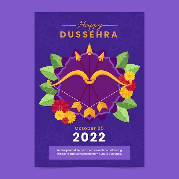 Flache vertikale Flyer-Vorlage für Dussehra