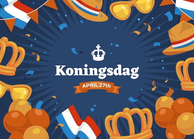 Kostenloser Vektor flacher koningsdag-hintergrund