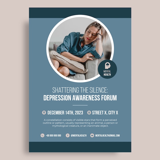 Flacher Profi, der das Schweigen bricht: Poster zum Depressionsbewusstseinsforum