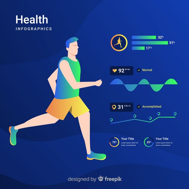 Flaches Design der infographic Schablone der Gesundheit