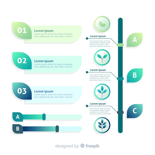 Kostenlose Vektor flaches design der infographic schablone der steigung