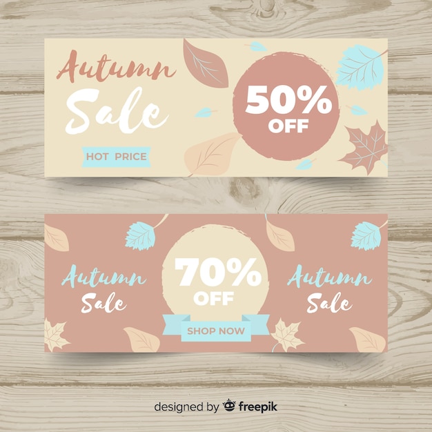 Kostenlose Vektor flaches design herbst sale banner sammlung