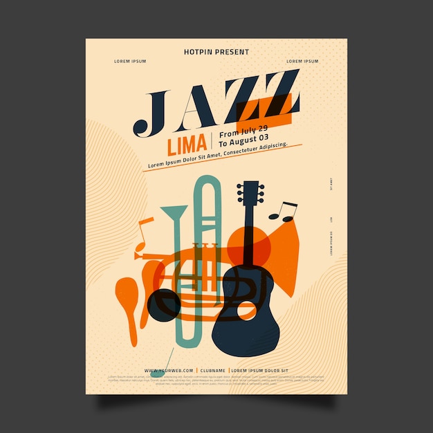 Kostenloser Vektor flaches design international jazz day template design