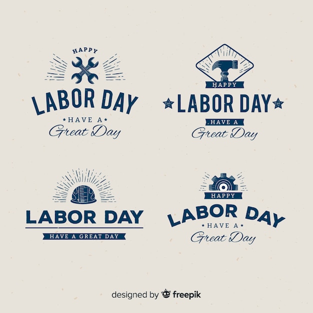 Flaches Design Labor Day Abzeichen Sammlung