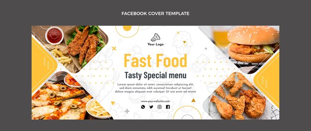 Flaches Design von Food-Facebook-Cover