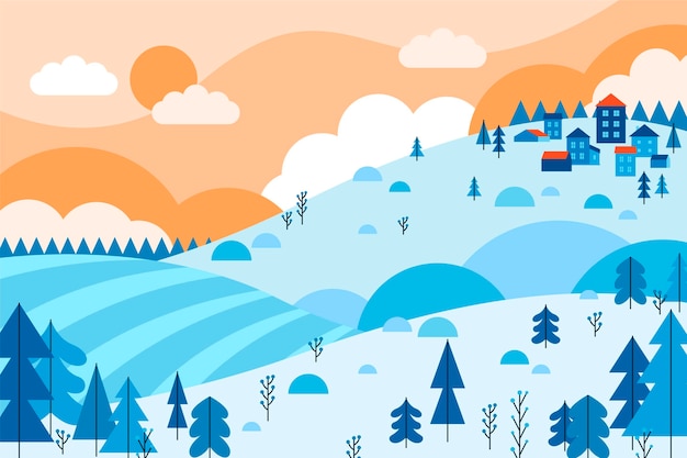 Flaches Design Winterlandschaft